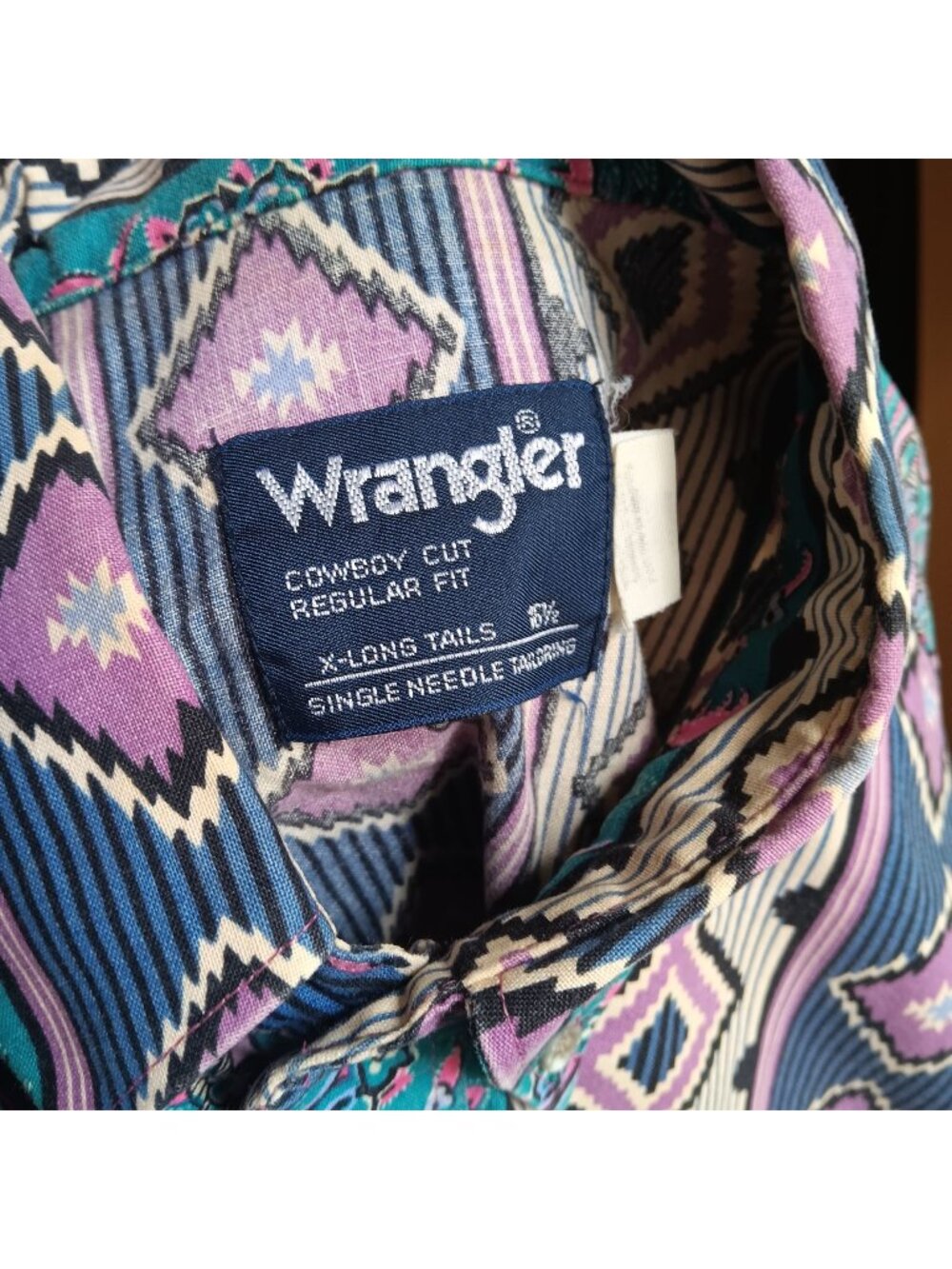 Vintage Wrangler Large Brushpopper Western Shirt Aztec Geometric USA Cowboy Cut